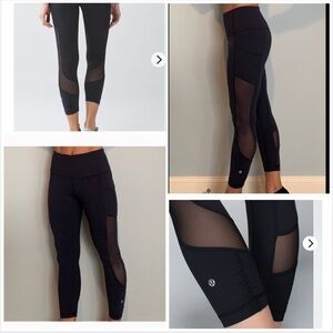 lululemon Seek the Heat Crop black size 4 with side pockets and rushed hem